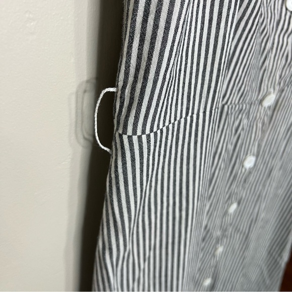 Michael Stars Womens Raina Black and White Stripe Button Front Dress size large - Picture 2 of 10